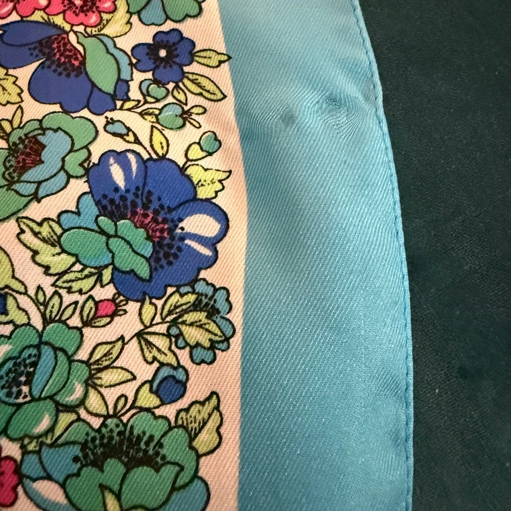 Vintage Floral and‎ Tropical Scarf Lot of 3 Green Blue Pink Teal Bundle